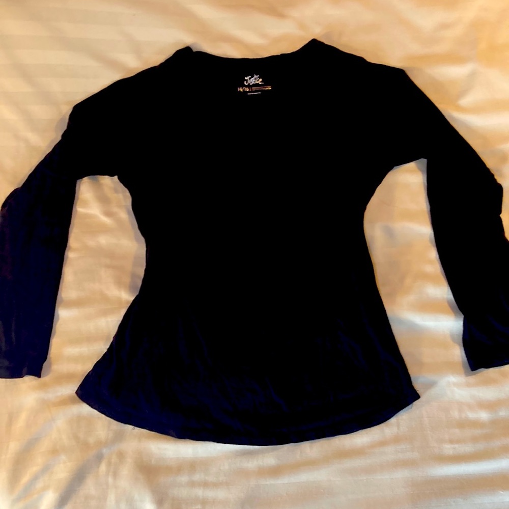GIRL’S LONG SLEEVE BLACK SHIRT- justice brand, quality, soft material